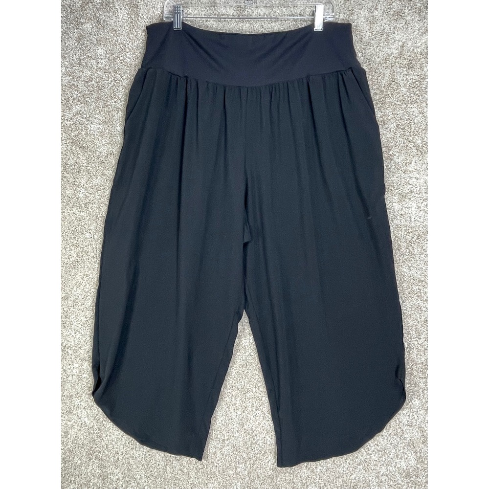 Halara High Waisted Wide Leg Harem Pants Women 1X Black Tulip Hem Pockets